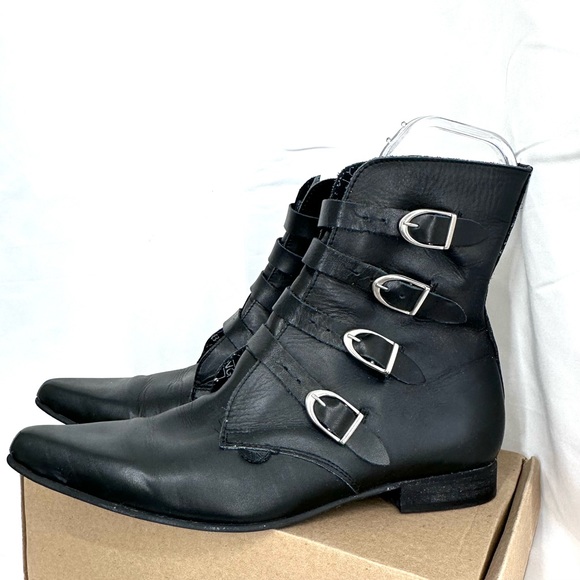 Underground Other - Underground Originals Black Leather Winklepicker Boots with Silver Buckles 43/9